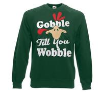 The Dragons Den Adults Gobble Till You Wobble Xmas Turkey Festive Green Christmas Jumper [M]