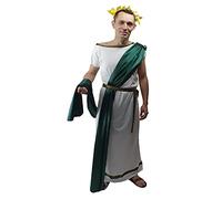 The Dragons Den Adults Greek God Roman Senator Grecian Mythology Toga Robes Historical Fancy Dress Costume [Green L-XL]