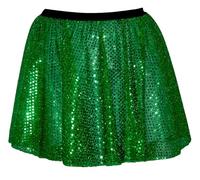 The Dragons Den Adults Green 15" Length Sequined Skater Skirt Show Girl Ring Master Disco Diva Fancy Dress Costume Accessory [Green, 14-18]