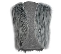 The Dragons Den Adults Grey Faux Fur Waistcoat Medieval Viking Prehistoric 1970s Glam Rocker Disco Fancy Dress Costume Accessory [S-M]