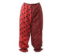 The Dragons Den Adults Horror Circus Polka Dot Striped Clown Pants Halloween Fancy Dress [S-M - Black & Red]