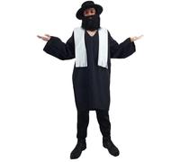 The Dragons Den Adults Jewish Rabbi Religous Rabbinism Judaism Fancy Dress Costume [L-XL Black Beard]