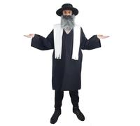 The Dragons Den Adults Jewish Rabbi Religous Rabbinism Judaism Fancy Dress Costume [L-XL Grey Beard]