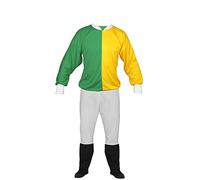 The Dragons Den Adults Jockey Silks Colours Jersey Top & Jodhpurs Horse Racing Cheltenham National Fancy Dress Costume [Green & Yellow]