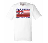 The Dragons Den Adults Make America Great Britain Again Political Patritotic Trump Starmer Unisex White T-Shirt [M]