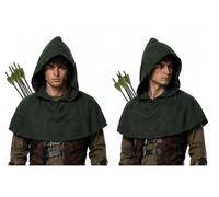 The Dragons Den Adults Medieval Archers Fleece Hooded Cowl Robin Hood Fancy Dress Costume Accessory [Forest Green]
