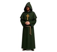 The Dragons Den Adults Medieval Monk Gothic Druid Viking Religious Friar Halloween Fancy Dress Costume [Plus Size-Black]
