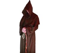 The Dragons Den Adults Medieval Monk Gothic Druid Viking Religious Friar Halloween Fancy Dress Costume [Plus Size-Brown]