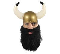 The Dragons Den Adults Medieval Norse Warrior Viking Horned Hat & Beard Historical Fancy Dress [Black]