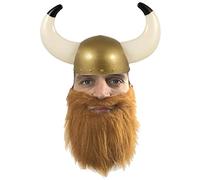 The Dragons Den Adults Medieval Norse Warrior Viking Horned Hat & Beard Historical Fancy Dress [Ginger]
