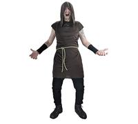 The Dragons Den Adults Medieval Peasant Viking Serf Hooded Tabbard Fancy Dress [Brown L-XL]