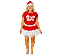 The Dragons Den Adults Miss Christmas Santa Claus Jingle Bells Festive Fancy Dress Costume [L-XL - XL]