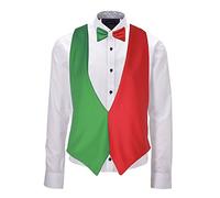 The Dragons Den Adults National Flag of Italy Waistcoat & Bowtie Patriotic Adults Tricolore National Flag of Italy Italian Waiter Waistcoat & Bowtie Patriotic Supporters Fancy Dress [L-XL]