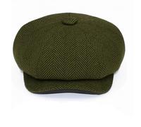 The Dragons Den Adults Olive Green Herringbone Baker Boy Hat Peaky Gatsby Newsboy Flat Cap [L]