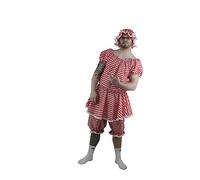 The Dragons Den Adults Panto Dame 1920's Beach Belle Victorian Bathing Suit Fancy Dress Costume [Red & White L-XL]