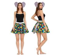 The Dragons Den Adults Patchwork Multicoloured Skirt Elephant Ears & Tail World Book Day Fancy Dress Costume [XS]