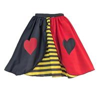 The Dragons Den Adults Queen of Hearts 15" Length Skater Skirt Wonderland World Book Day Fancy Dress [L-XL]