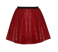 The Dragons Den Adults Red 15" Length Sequined Skater Skirt Show Girl Ring Master Disco Diva Fancy Dress Costume Accessory [Red, 14-18]