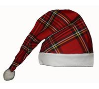 The Dragons Den Adults Red Royal Stuart Tartan Wee Willy Winky Night Cap Hat With White Pom