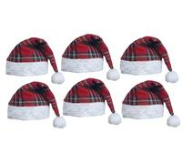 The Dragons Den Adults Royal Stewart Tartan Santa Hat Christmas Party Burns Night Hogmanay Novelty Hat [x6]