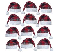 The Dragons Den Adults Royal Stewart Tartan Santa Hat Christmas Party Burns Night Hogmanay Novelty Hat [x12]