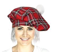 The Dragons Den Adults Royal Stewart Tartan Tam O'Shanter Scottish Novelty Fancy Dress Hat [Grey Hair]