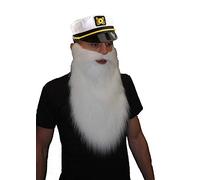 The Dragons Den Adults Sailor Captain Peaked Hat & Beard Nautical Fancy Dress Costume Accessory
