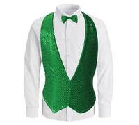 The Dragons Den Adults Sequin Bowtie & Waistcoat Showman RIngmaster Fancy Dress Costume Accessory [Green S-M]