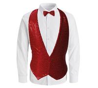 The Dragons Den Adults Sequin Bowtie & Waistcoat Showman RIngmaster Fancy Dress Costume Accessory [Red L-XL]