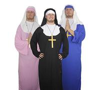 The Dragons Den Adults Stag Do Stag Night Nun Robes, Habit & Cross Stag Party Drag Fancy Dress Costume [Blue Nun, S-M]