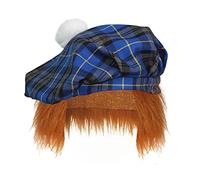 The Dragons Den Adults Tartan Tam-O-Shanter With Ginger Hair Scotland Burns Night Hat Fancy Dress [Blue Hunting]