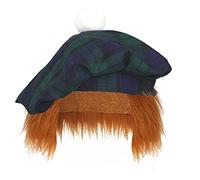 The Dragons Den Adults Tartan Tam-O-Shanter With Ginger Hair Scotland Burns Night Hat Fancy Dress [Blackwatch]
