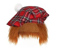 The Dragons Den Adults Tartan Tam-O-Shanter With Ginger Hair Scotland Burns Night Hat Fancy Dress [Royal Stewart]