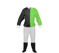 The Dragons Den Adults Unisex Jockey Silks Colours Jersey Top & Jodhpurs Horse Racing Cheltenham National Fancy Dress Costume [Black & Lime]