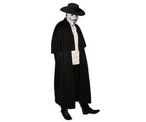 The Dragons Den Adults Vendetta Old English Victorian Guy Fawkes Anonymous Full Length Cloak Hat & Mask Halloween Fancy Dress
