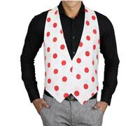 The Dragons Den Adults White & Red Polka Dot Backless Waistcoat Clown & Circus Red Nose Fancy Dress [L-XL]