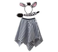 The Dragons Den Adults Zebra Skirt Ears Tail World Book Day African Safari Fancy Dress Costume [L-XL]