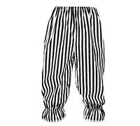 The Dragons Den Childs Age 8-12 Years 3/4 Length Bloomers Polka Dot Rag Doll Clown Pants Circus Big Top Fancy Dress [Black White Stripe]