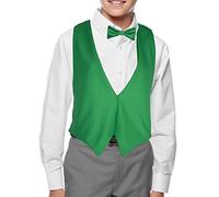 The Dragons Den Childs Emerald Green St Patricks Day Ireland Leprechaun Waistcoat & Bowtie Fancy Dress [Age 4-7 Years]