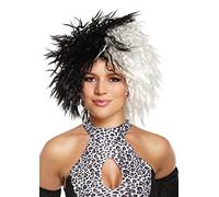 The Dragons Den Dalmatian Dog Snatcher Cruella Black & White Wig Halloween World Book Day Fancy Dress Accessory