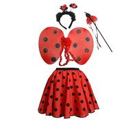 The Dragons Den Ladies 15" Red & Black Polka Dot Skater Skirt & Ladybird Accessory Kit [Standard]