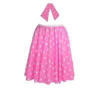 The Dragons Den Ladies 22" Baby Pink & White Polka Dot Rock & Roll Skirt & Necktie Fancy Dress [PlusSize]