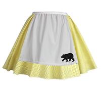 The Dragons Den Ladies Goldilocks Yellow Gingham Fancy Dress Skater Skirt - Printed Bear Apron[Standard]