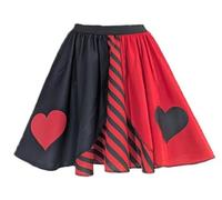 The Dragons Den Ladies Queen of Hearts Red Striped Skater Skirt Wunderland Fancy Dress[Standard]