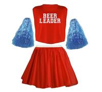The Dragons Den Mens Funny Cheerleader Beer Leader Stag Party Stag Night Fancy Dress Costume [Flame Red L-XL]