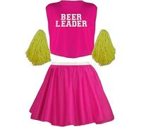 The Dragons Den Mens Funny Cheerleader Beer Leader Stag Party Stag Night Fancy Dress Costume [Pink S-M]