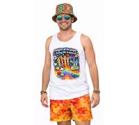 The Dragons Den Mens Imagine 1960s Psychedelic 1970s Hippie Festival Fancy Dress Set [S]