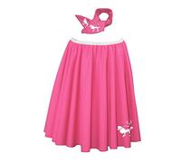 The Dragons Den Pink 22" Poodle Rock & Roll Skirt Set - White Waistband & Poodle Print[8-14UK]