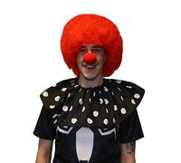The Dragons Den Polka Dot Clown Accessory Kit Collar Wig & Sponge Red Nose Circus Big Top Fancy Dress [Black & White]