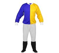 The Dragons Den Unisex Jockey Costume Fancy Dress Stag Do/Hen Party Horse Racing Costume Royal Blue & Yellow